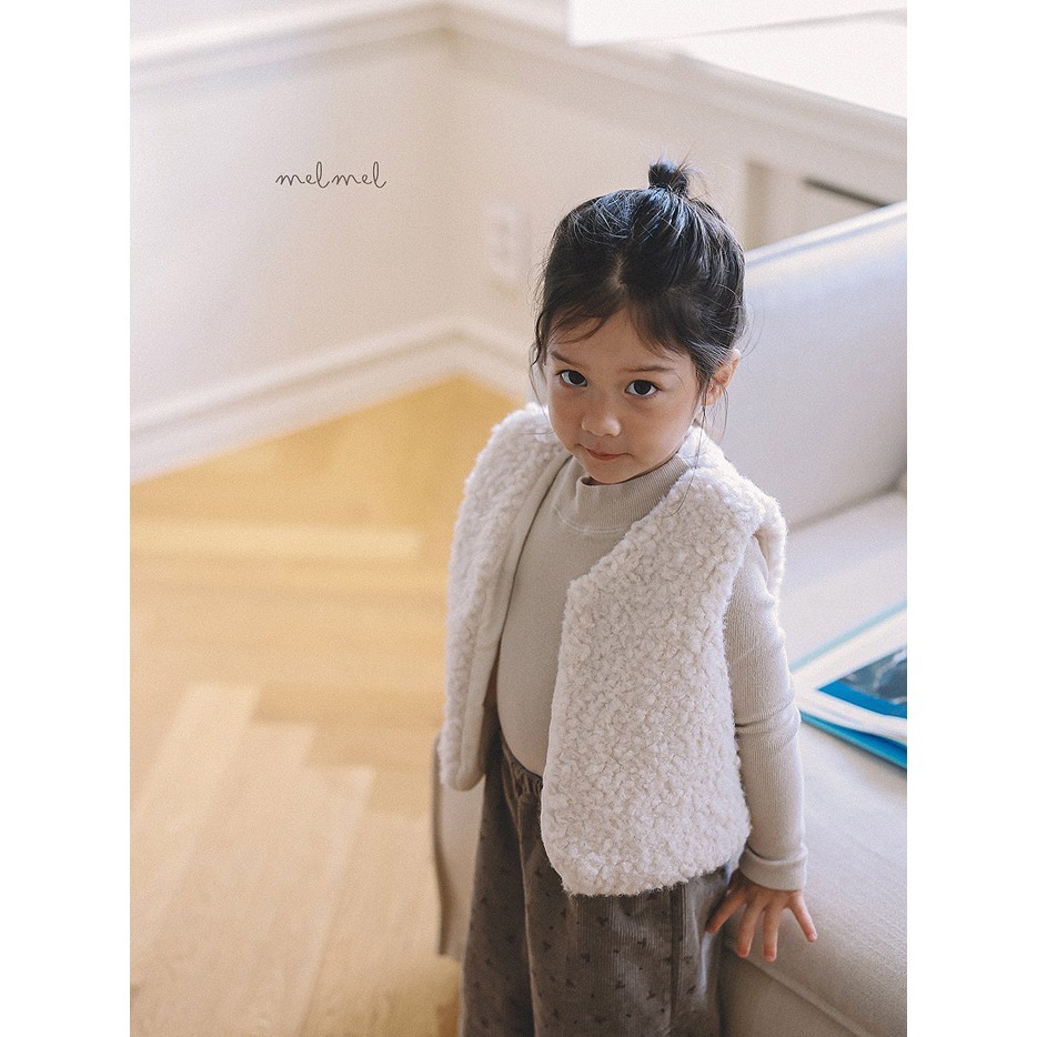 25冬 正韓 melmel bear QQ毛 背心 兩色-細節圖3