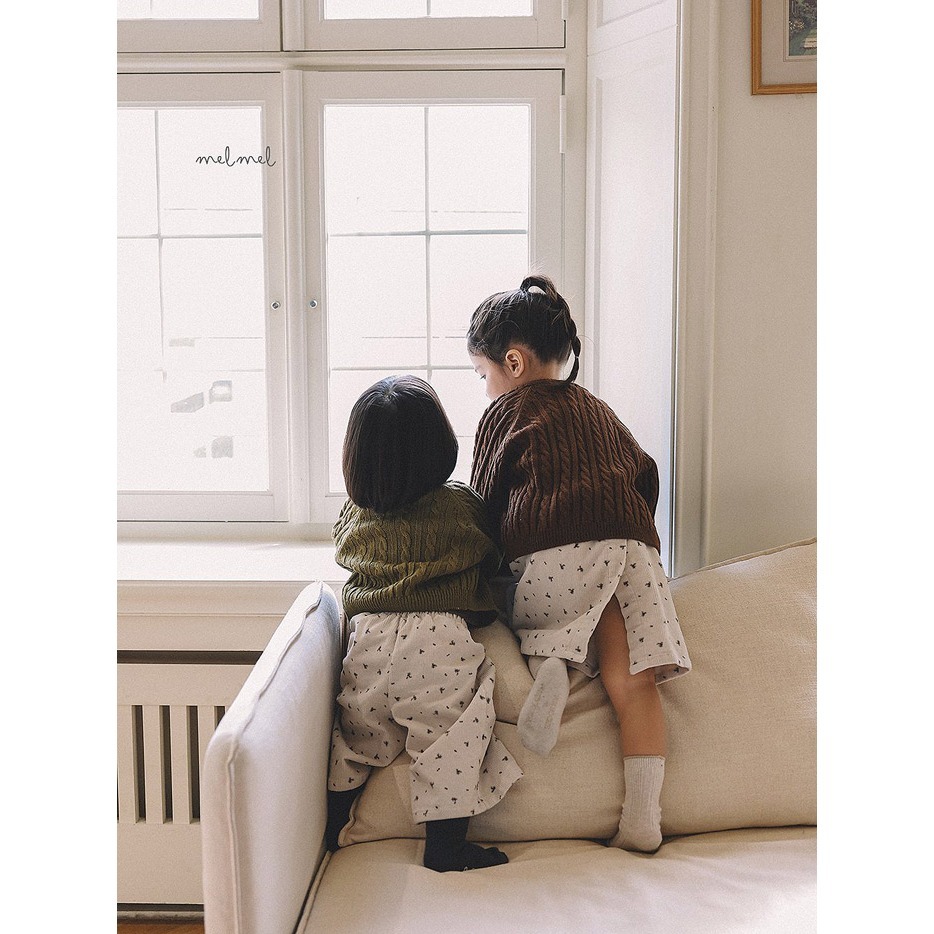 25冬 正韓 melmel 小碎花 燈芯絨 寬褲 兩色-細節圖4