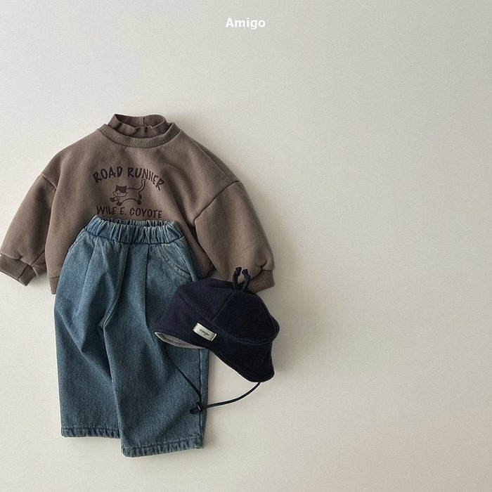 25冬 正韓 amigo 內刷毛寬鬆牛仔褲-細節圖2