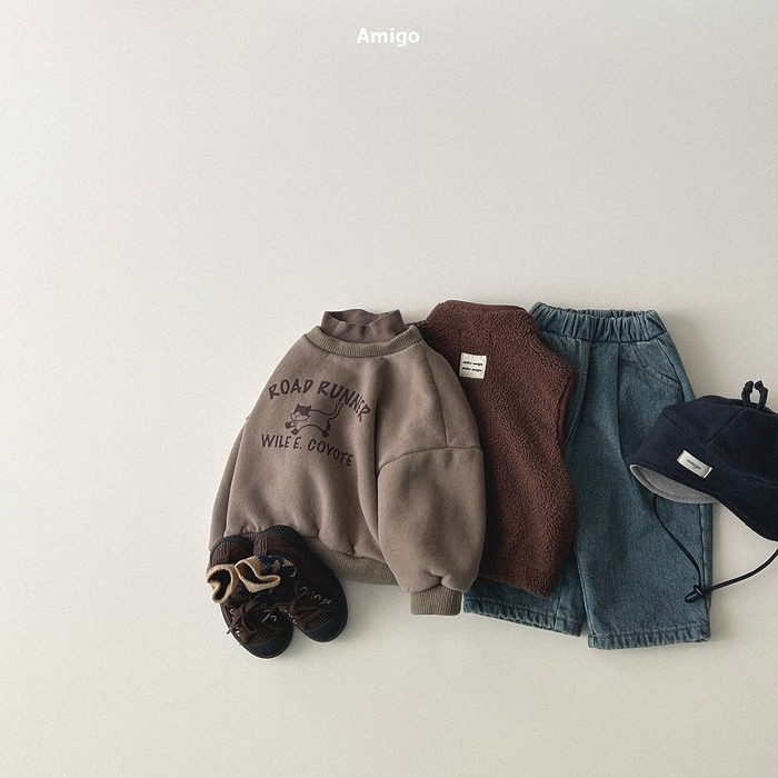 25冬 正韓 amigo 內刷毛寬鬆牛仔褲-細節圖3