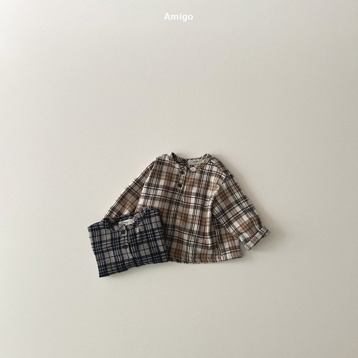 25冬 正韓 amigo 法蘭絨無領襯衫 兩色-細節圖2