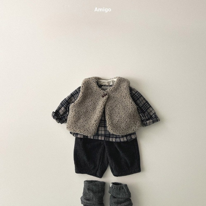 25冬 正韓 amigo 法蘭絨無領襯衫 兩色-細節圖3