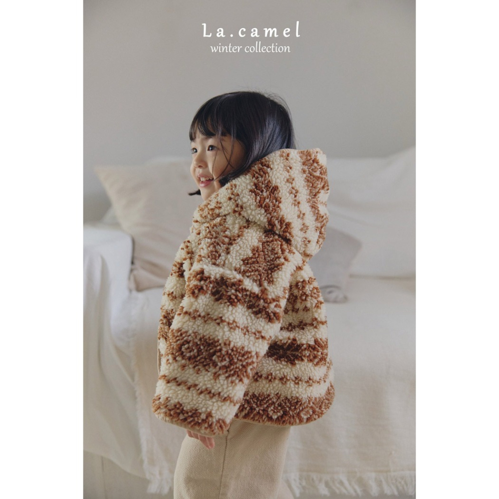 25冬 正韓 la_camel  北歐風 雪花感 兩面穿 連帽外套 兩色-細節圖2