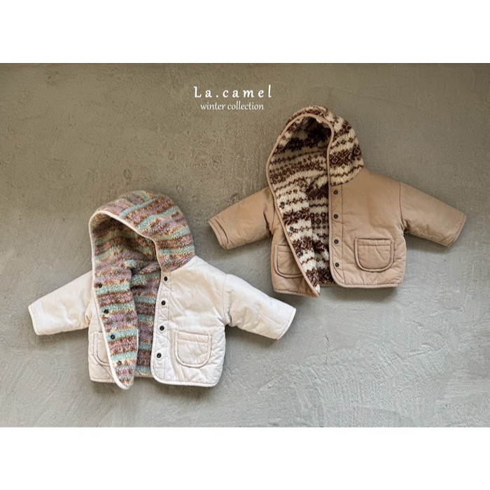 25冬 正韓 la_camel  北歐風 雪花感 兩面穿 連帽外套 兩色-細節圖7