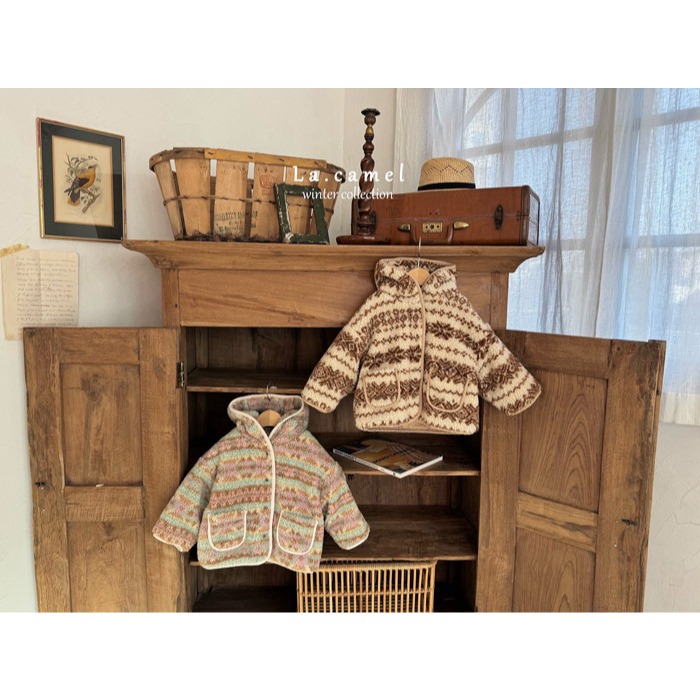 25冬 正韓 la_camel  北歐風 雪花感 兩面穿 連帽外套 兩色-細節圖8