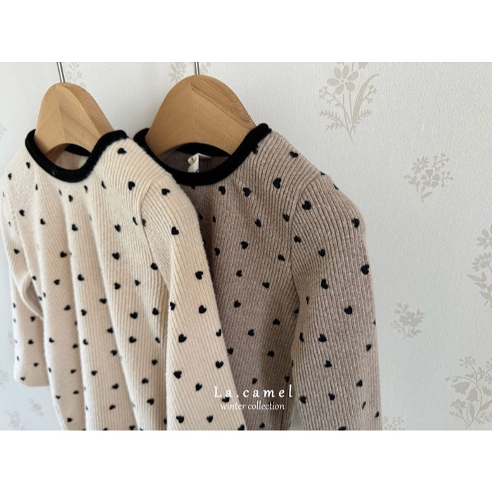 25冬 正韓 la_camel 可愛點點 滾邊 長Ｔ 兩色-細節圖4