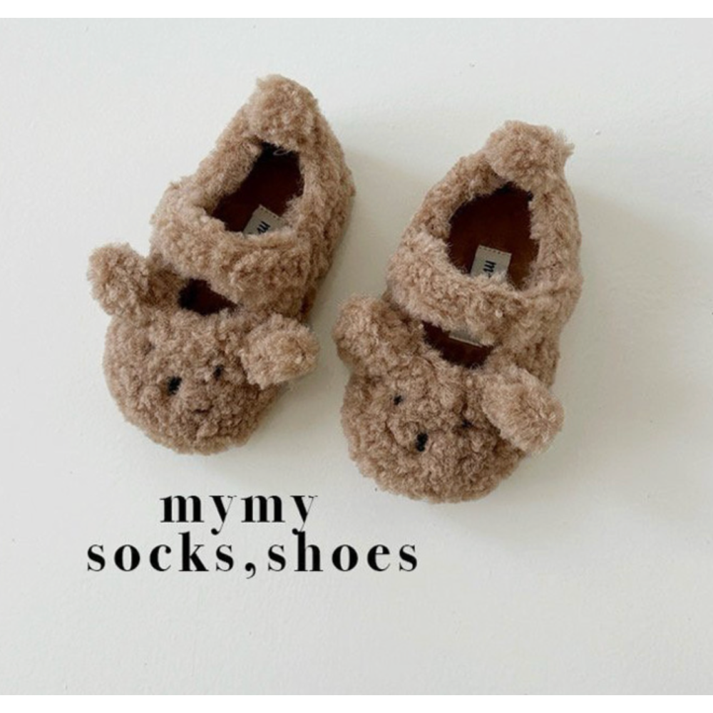 25冬 正韓 毛茸茸 小熊款 瑪莉珍鞋 娃娃鞋 平底鞋-細節圖4