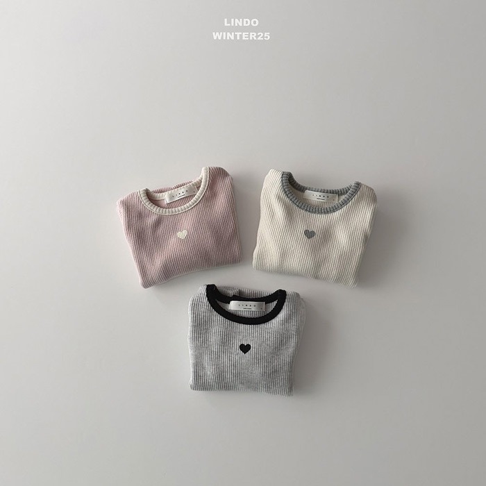 25冬 正韓 lindo 愛心 拼接手袖 羅紋 素Ｔ 三色-細節圖6