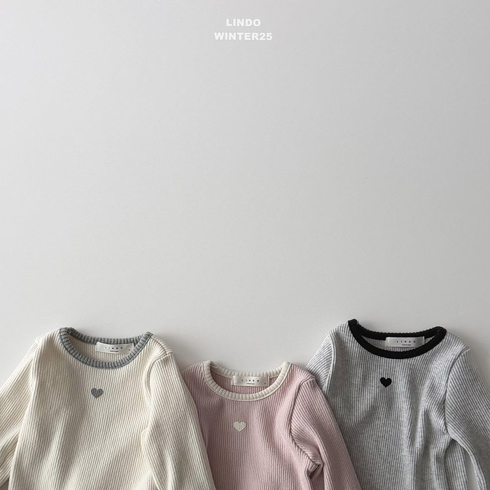 25冬 正韓 lindo 愛心 拼接手袖 羅紋 素Ｔ 三色-細節圖7