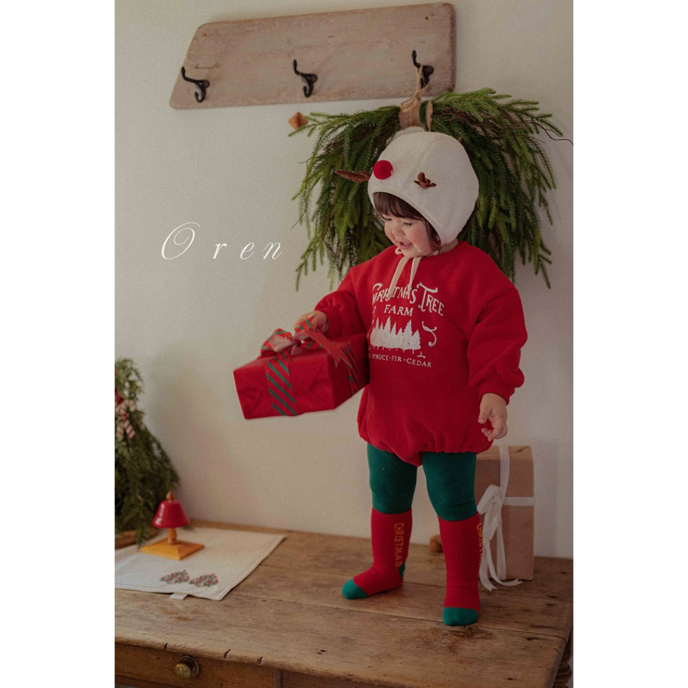 25冬 正韓 oren 聖誕節慶 大學Ｔ 兩色 小童款-細節圖2