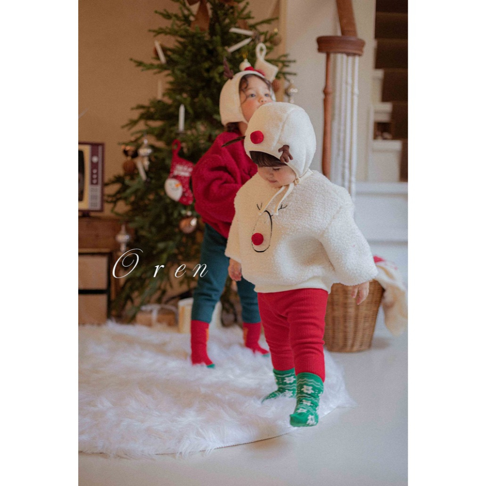 25冬 正韓 oren 聖誕節慶 大學Ｔ 兩色 小童款-細節圖5