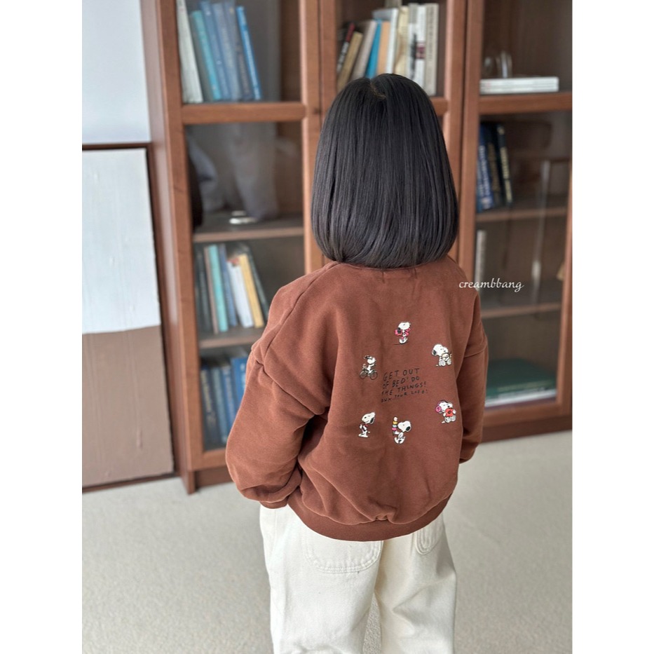 25冬 正韓 cream bbang 內刷毛 snoopy 大學Ｔ(兩色）-細節圖3