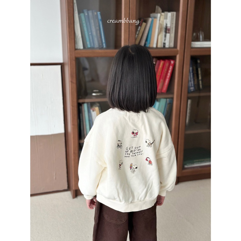 25冬 正韓 cream bbang 內刷毛 snoopy 大學Ｔ(兩色）-細節圖5