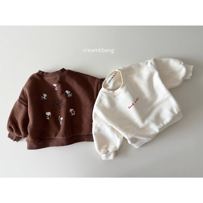 25冬 正韓 cream bbang 內刷毛 snoopy 大學Ｔ(兩色）-細節圖8