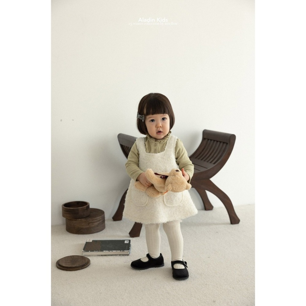 25冬 正韓 aladin 可愛ＱＱ毛 口袋洋裝 （兩色）-細節圖2