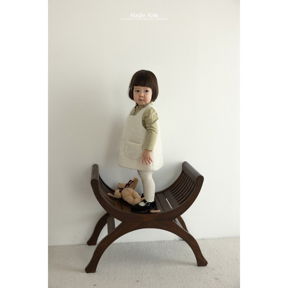 25冬 正韓 aladin 可愛ＱＱ毛 口袋洋裝 （兩色）-細節圖3