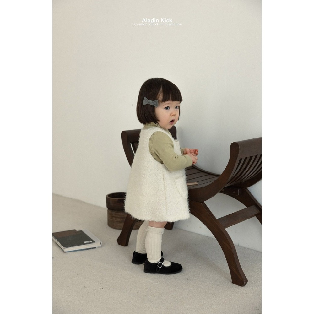 25冬 正韓 aladin 可愛ＱＱ毛 口袋洋裝 （兩色）-細節圖4