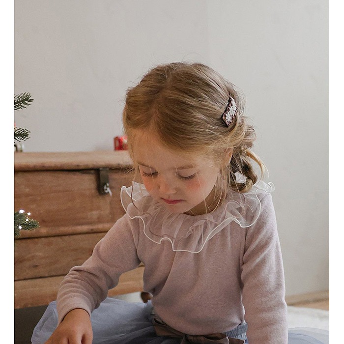 25冬 正韓 FLO 高級領口滾紗 上衣 （三色）-細節圖6