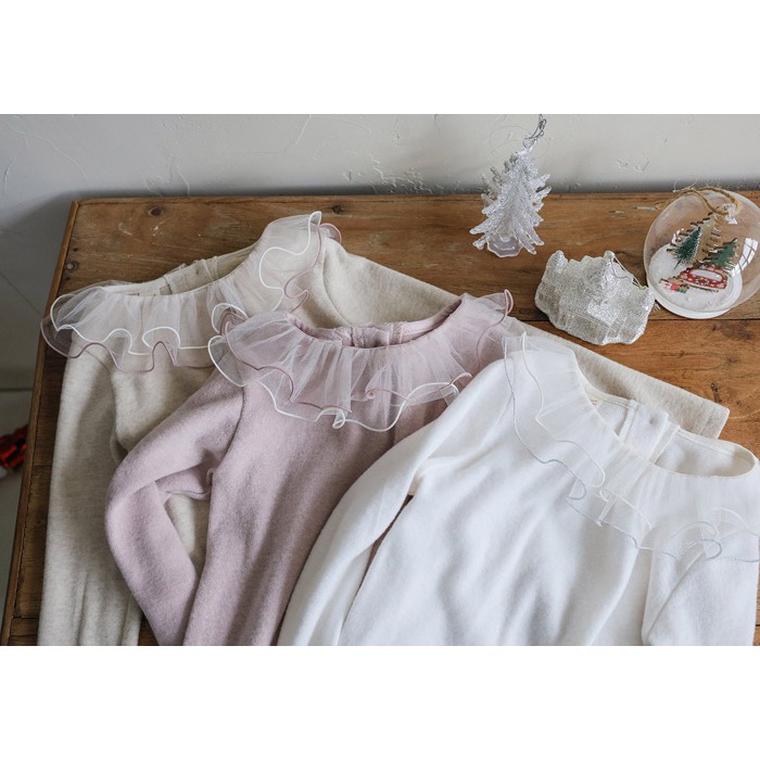 25冬 正韓 FLO 高級領口滾紗 上衣 （三色）-細節圖9