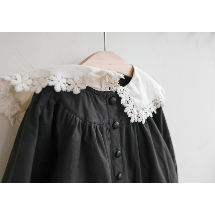 25冬 正韓 FLO 復古翻領布蕾 洋裝（兩色）-細節圖8