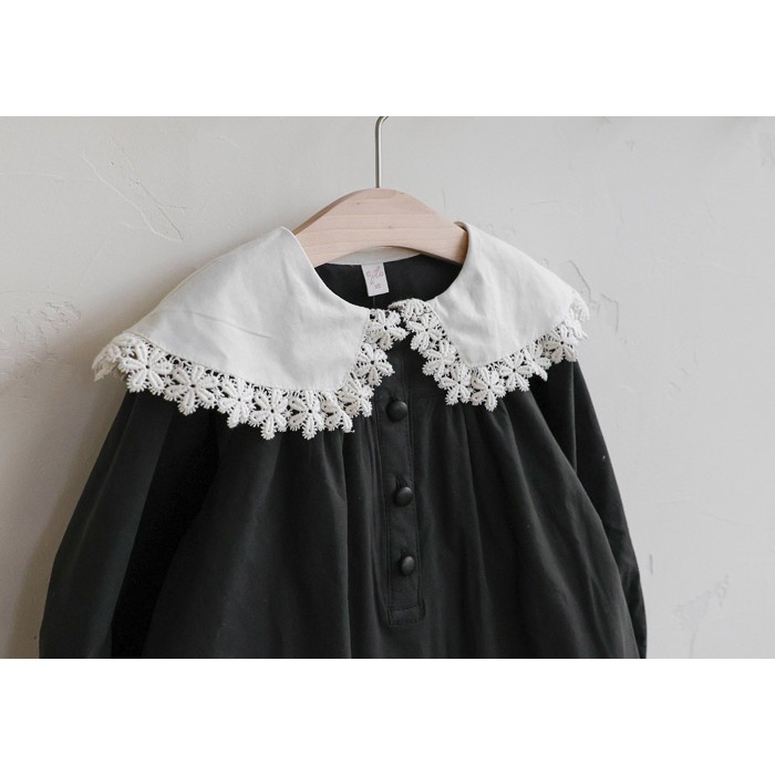 25冬 正韓 FLO 復古翻領布蕾 洋裝（兩色）-細節圖9