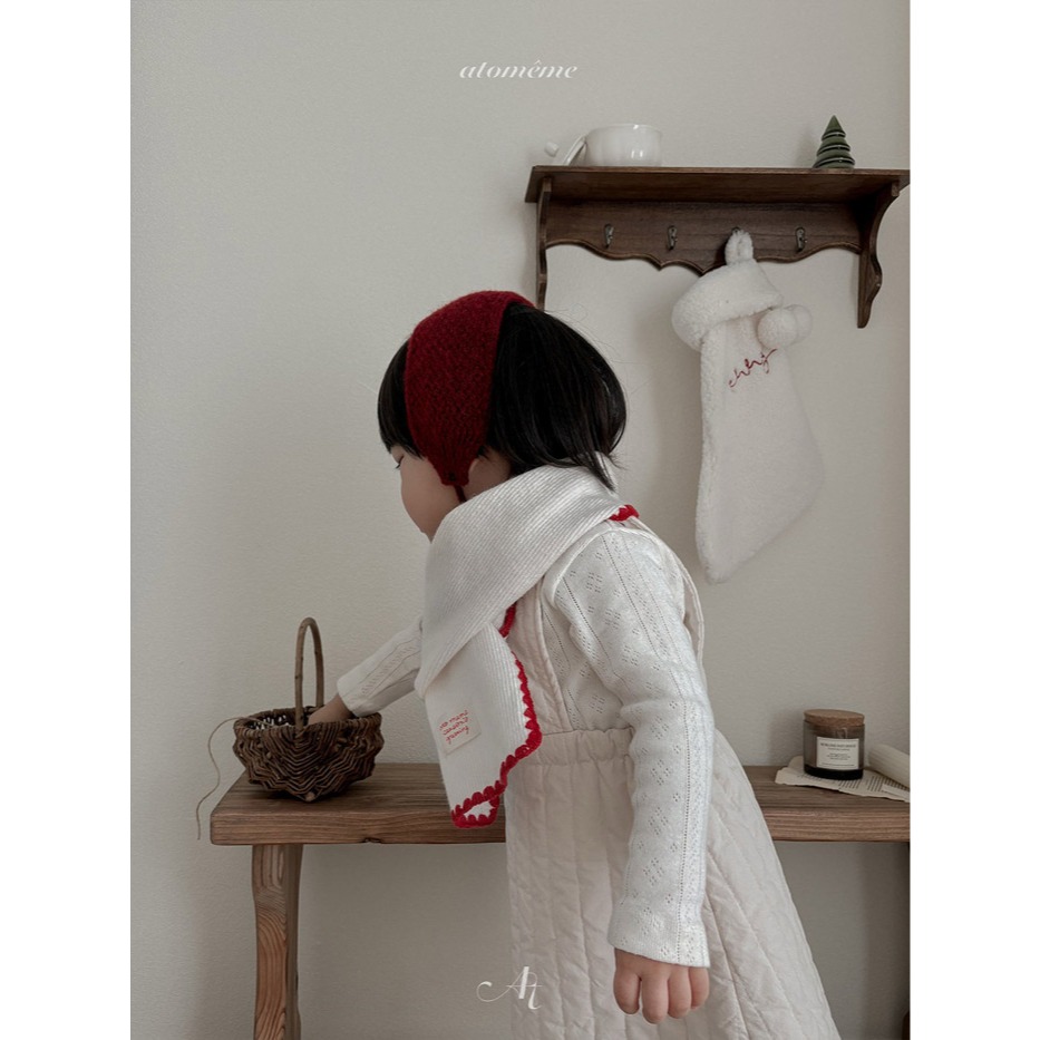 25冬 正韓 atomeme 質感刺繡邊 圍巾（兩色）-細節圖3