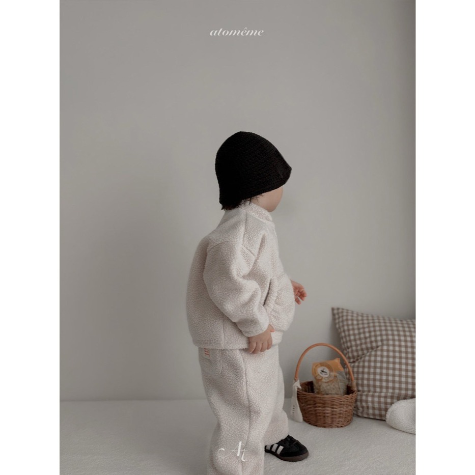 25冬 正韓 atomeme Fleece 立領滾邊配色上衣（兩色）-細節圖3