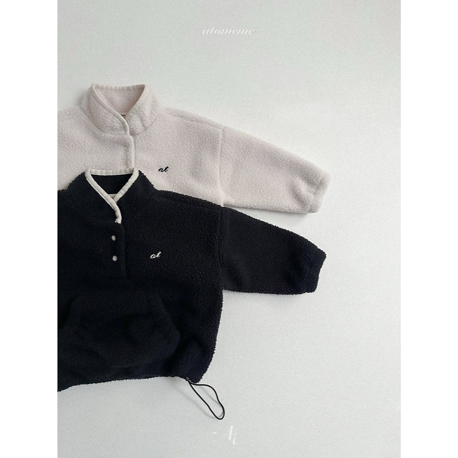 25冬 正韓 atomeme Fleece 立領滾邊配色上衣（兩色）-細節圖9