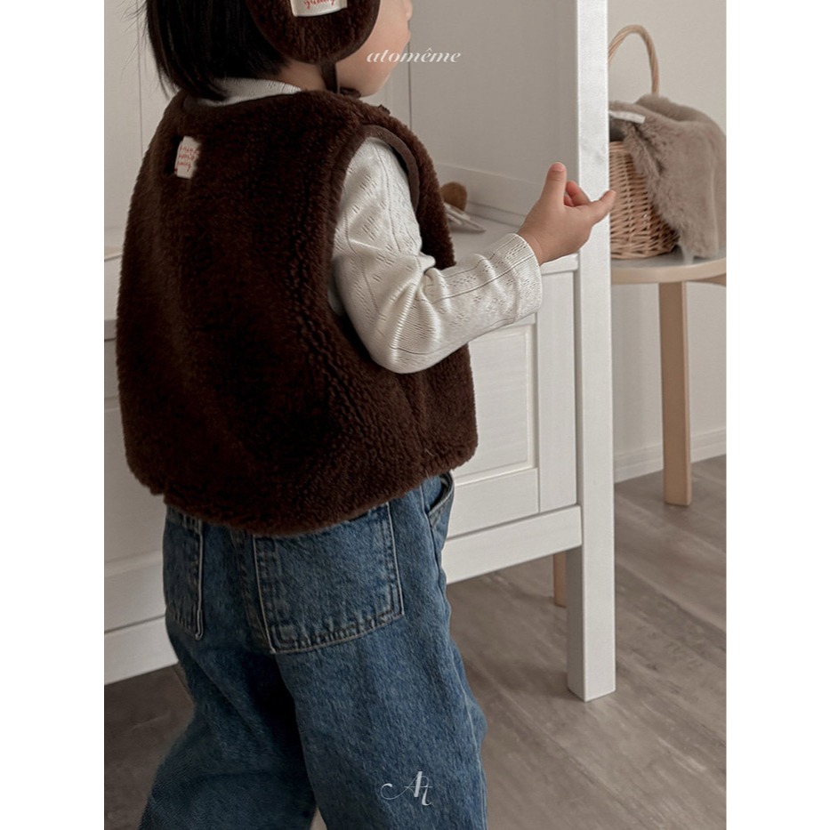 25冬 正韓 atomeme 舒適毛毛 可拆式背心（兩色）-細節圖5