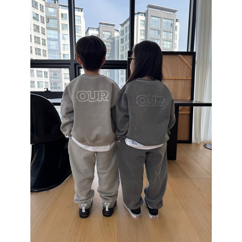 25冬 正韓 our 美式水洗 大學Ｔ套裝（三色）自留墨-細節圖2