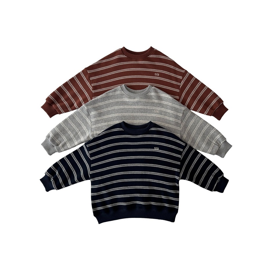 25冬 正韓 our 刷毛 條紋 大學Ｔ（三色）自留棕-細節圖5