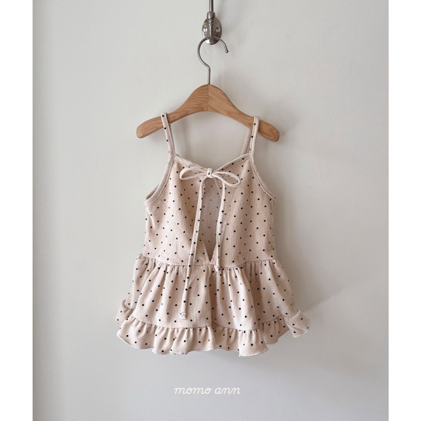 25冬 正韓 momoann 點點絨 後綁帶 小裙擺背心（兩色）-細節圖9