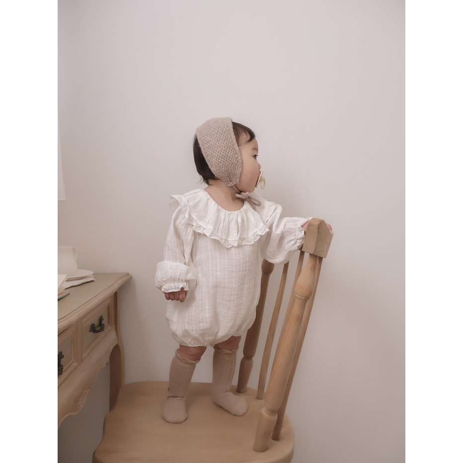 26春 正韓 mimimaeket 荷葉邊 質感包屁衣 （兩色）-細節圖4