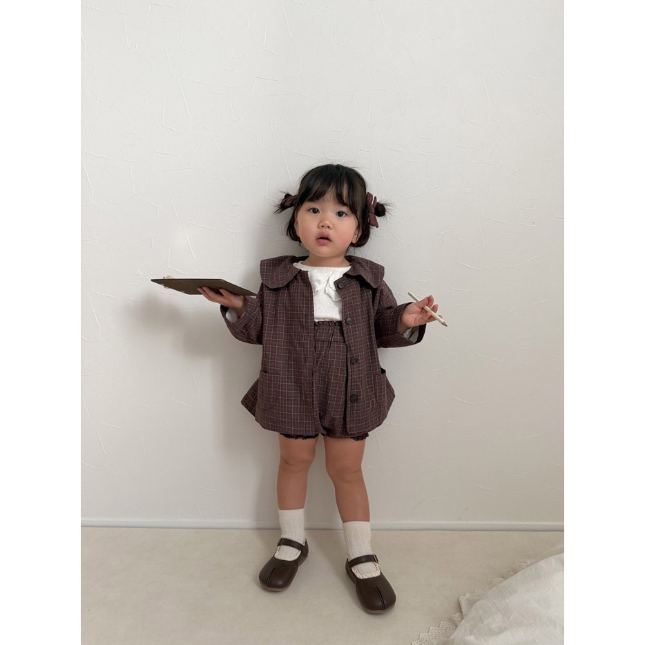 26春 正韓 mimimarket 學院風格紋  外套（兩色）-細節圖5