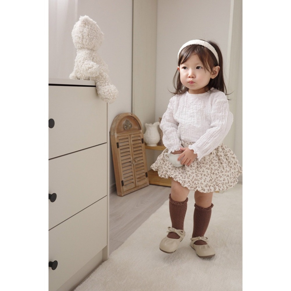 26春 正韓 mimimarket 泡泡紗 皺摺縮口上衣（兩色）-細節圖3