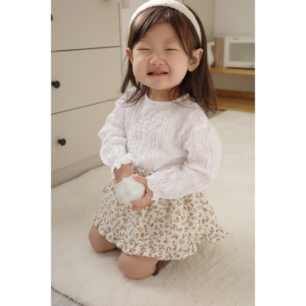 26春 正韓 mimimarket 泡泡紗 皺摺縮口上衣（兩色）-細節圖4