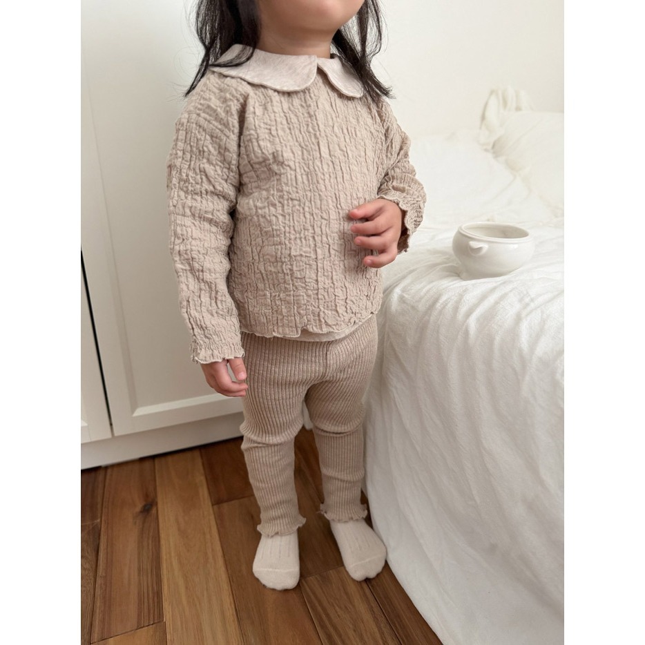 26春 正韓 mimimarket 泡泡紗 皺摺縮口上衣（兩色）-細節圖8