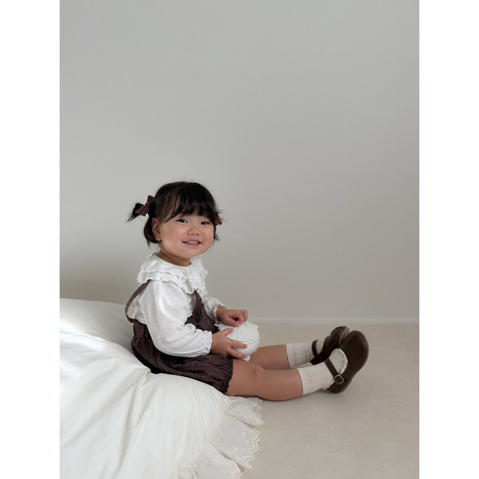 26春 正韓 mimimarket  棉花糖 柔軟 羅紋波浪領 上衣（兩色）-細節圖3