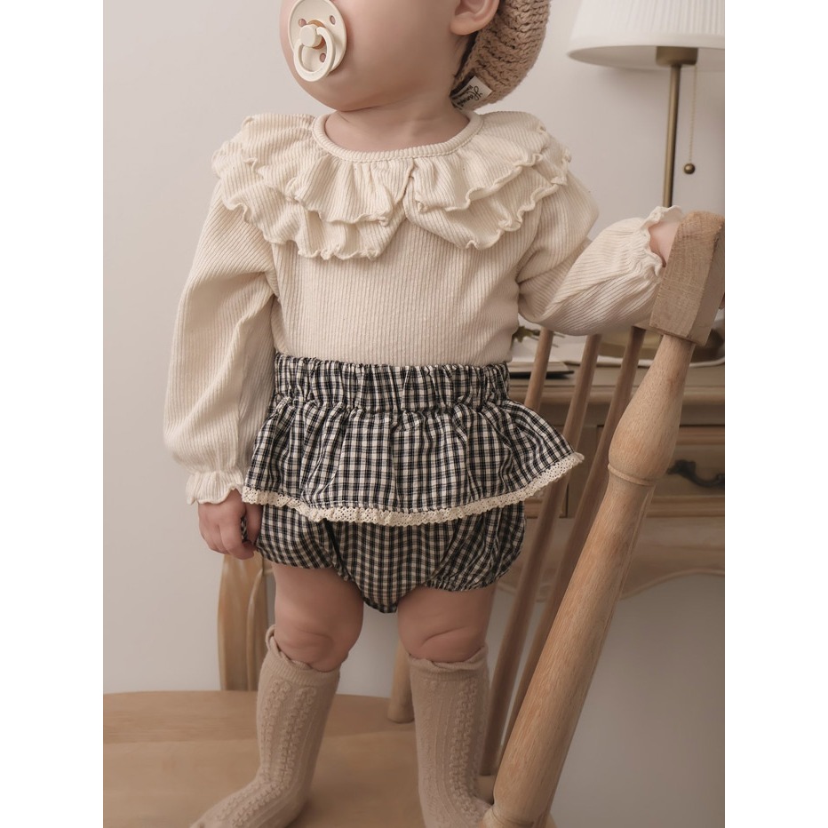 26春 正韓 mimimarket  棉花糖 柔軟 羅紋波浪領 上衣（兩色）-細節圖6