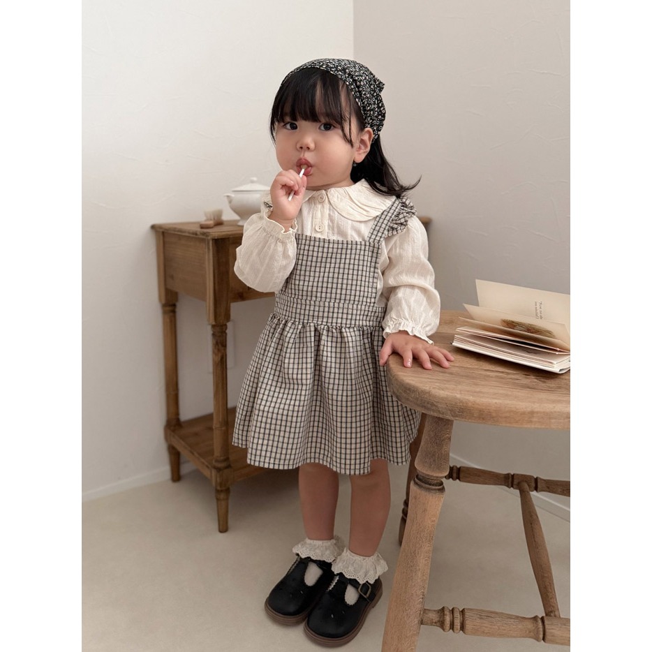 26春 正韓 mimimarket  Little Garden 格紋洋裝（兩色）-細節圖2