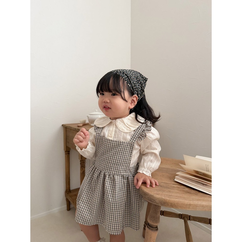 26春 正韓 mimimarket  Little Garden 格紋洋裝（兩色）-細節圖3