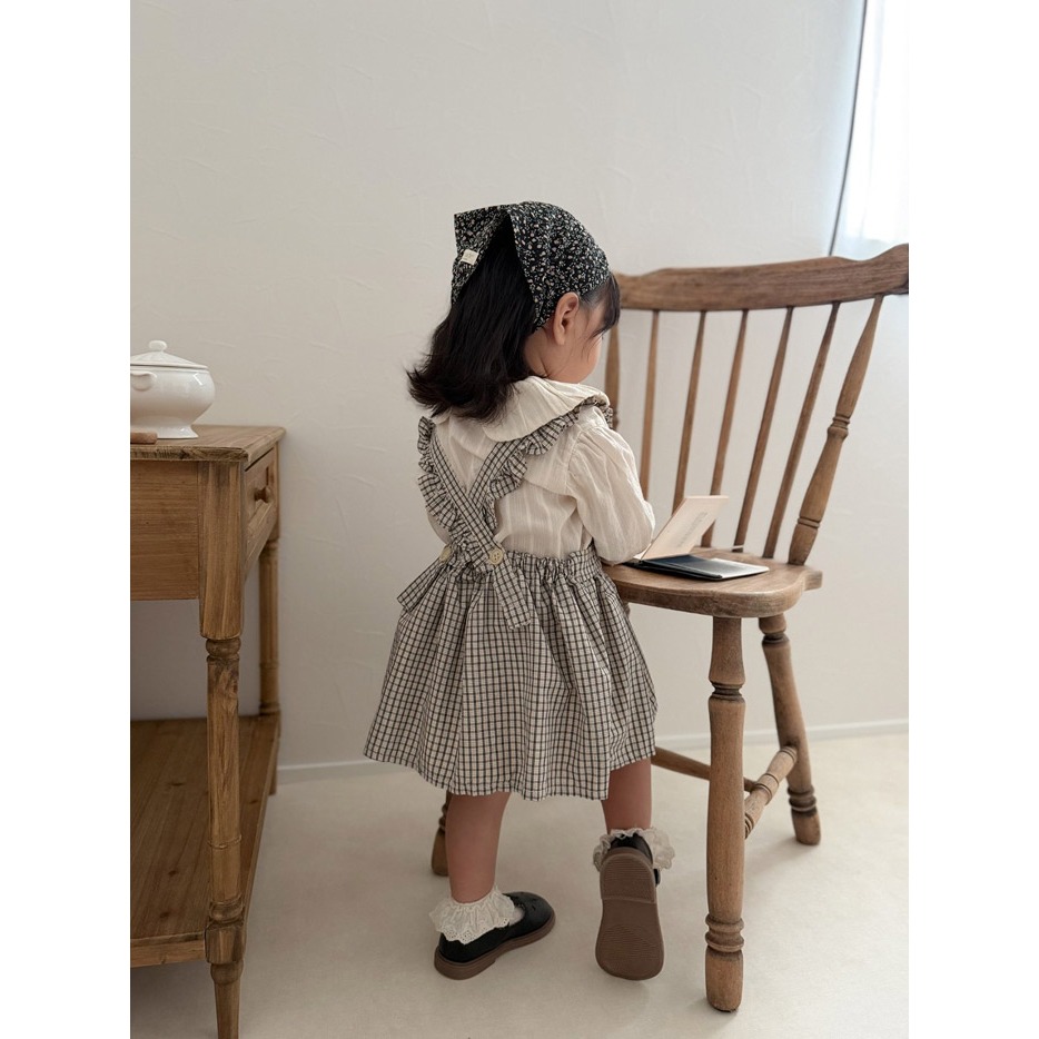 26春 正韓 mimimarket  Little Garden 格紋洋裝（兩色）-細節圖4