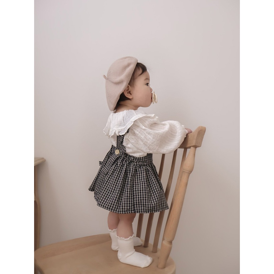 26春 正韓 mimimarket  Little Garden 格紋洋裝（兩色）-細節圖6