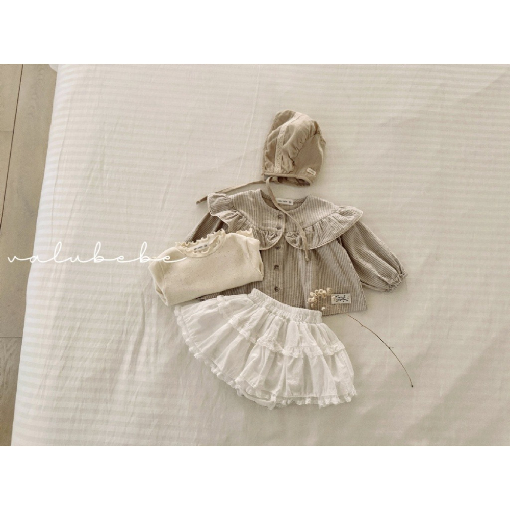 26春 正韓 valubebe 法式復古風 灰白格紋 褲裙（兩色）-細節圖5