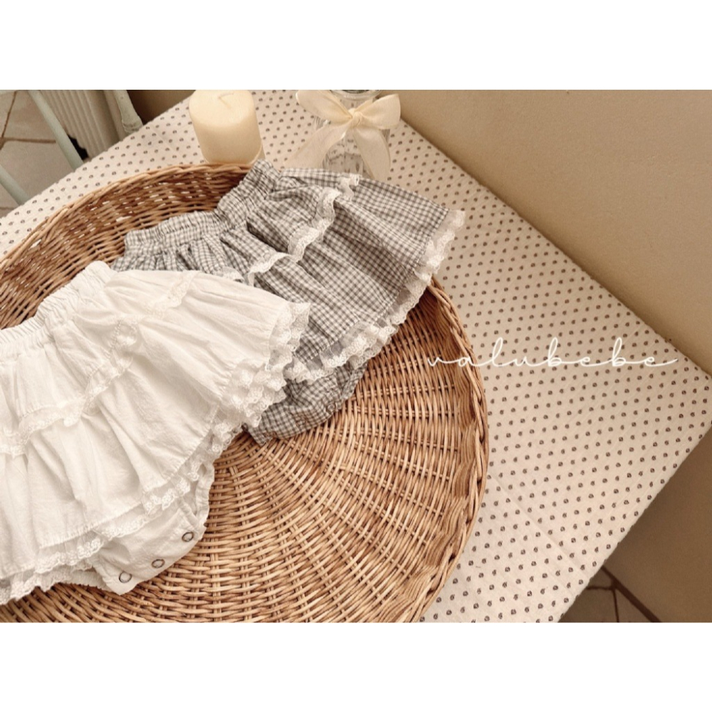 26春 正韓 valubebe 法式復古風 灰白格紋 褲裙（兩色）-細節圖6