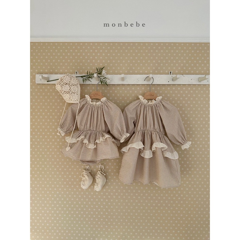 26春 正韓 monbebe 法式復古細格紋系列 寶寶款（兩色)-細節圖2