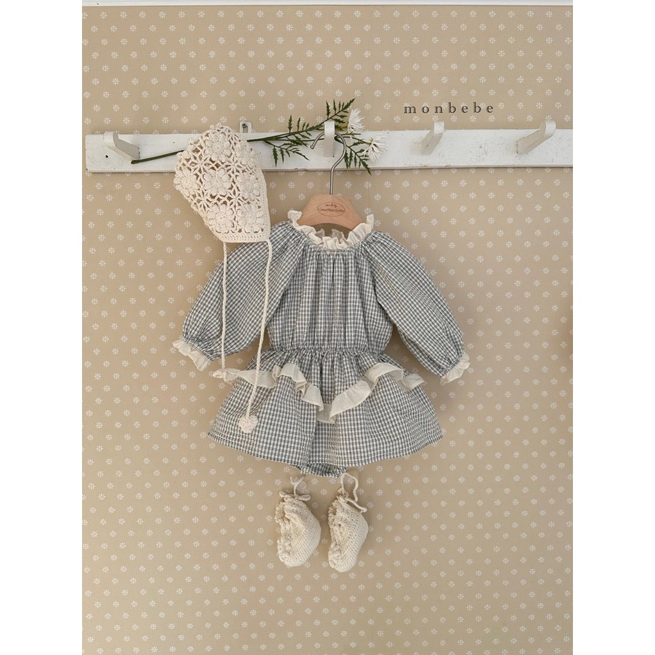 26春 正韓 monbebe 法式復古細格紋系列 寶寶款（兩色)-細節圖4