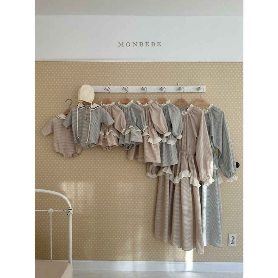 26春 正韓 monbebe 法式復古細格紋系列 寶寶款（兩色)-細節圖6