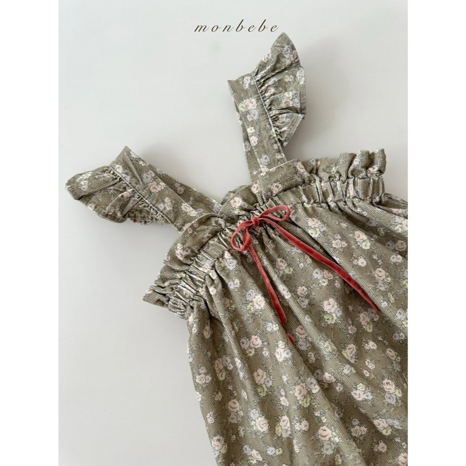 26春 正韓 monbebe Petite Meadow 小田園系列 碎花肩帶洋裝 包屁衣 寶寶款-細節圖5