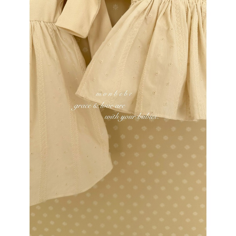 26春 正韓 monbebe 法式溫柔 Cream Grace 奶油優雅系列 洋裝 幼童款(80-120cm)-細節圖3
